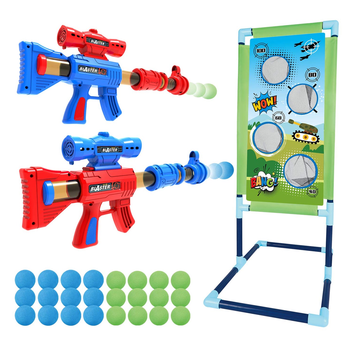 SpringFlower Shooting Game Toy – 2-Pack Foam Ball Popper with Standing Target for Kids (Ages 5+)