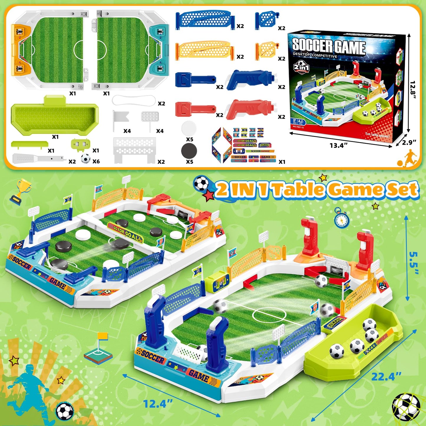 SpringFlower Mini Foosball Table – 2-in-1 Soccer & Chess Game for Kids 4–12