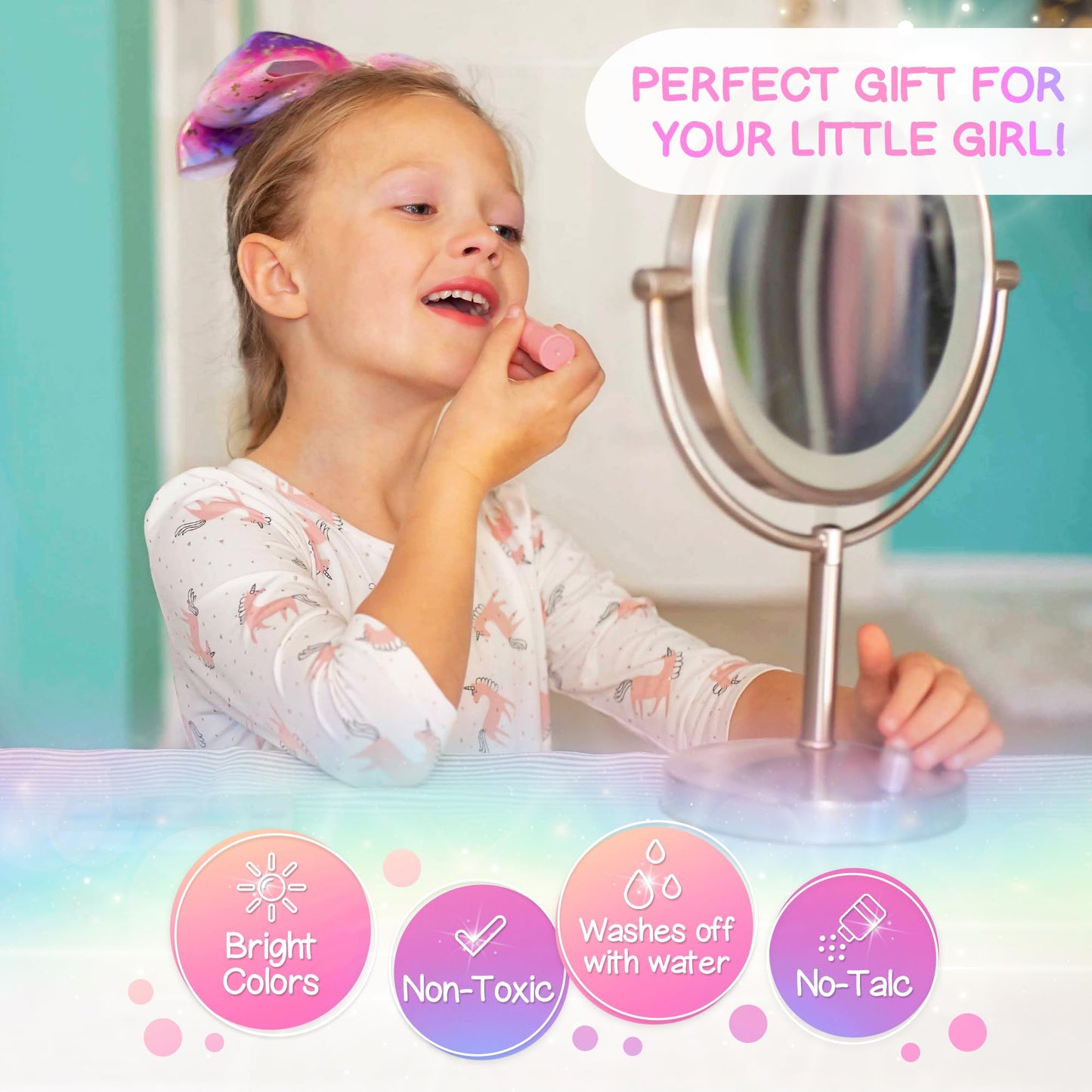 Sprinkles Toyz Kids Real Makeup Kit for Girls – Talc-Free & Washable with Unicorn Purse