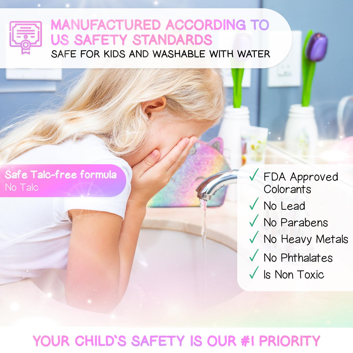 Sprinkles Toyz Kids Real Makeup Kit for Girls – Talc-Free & Washable with Unicorn Purse