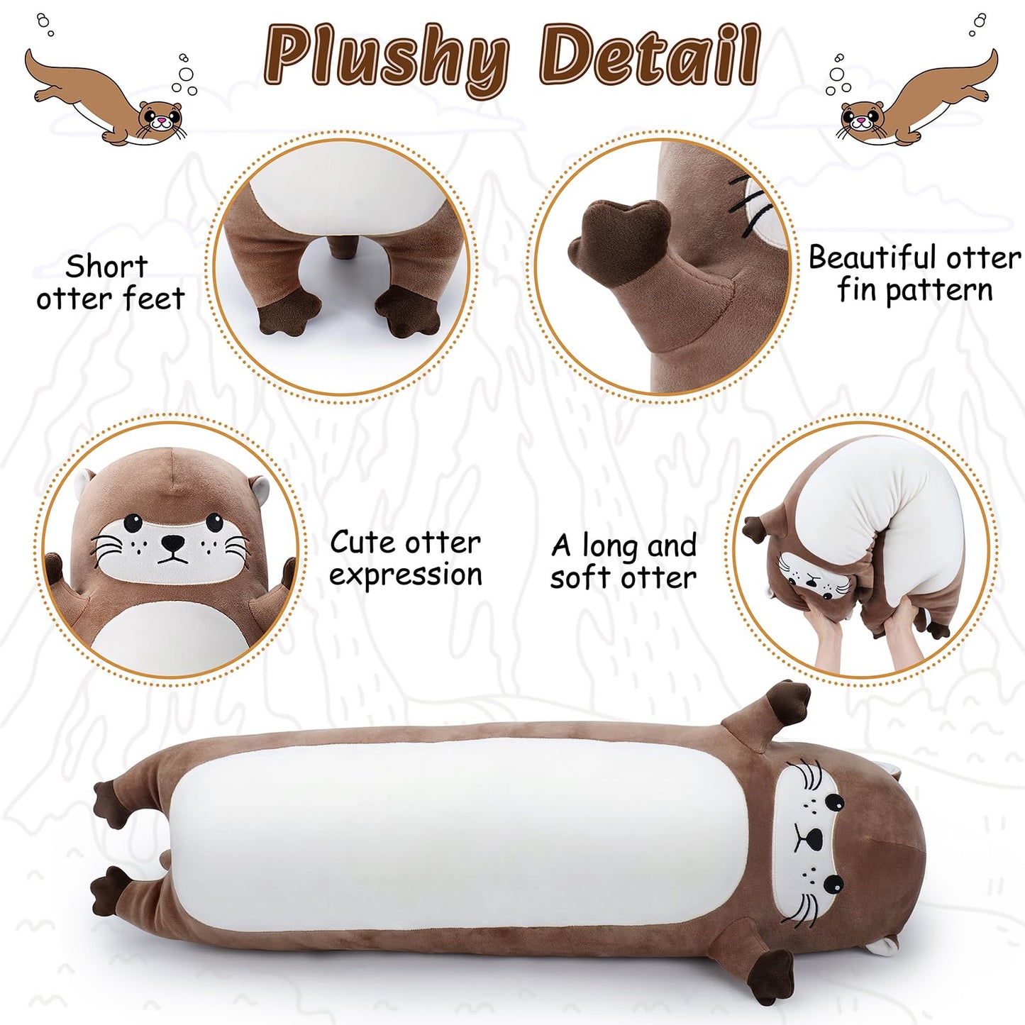 Sprinqdawin Large Otter Plush — 20in Plush Toy & Body Pillow