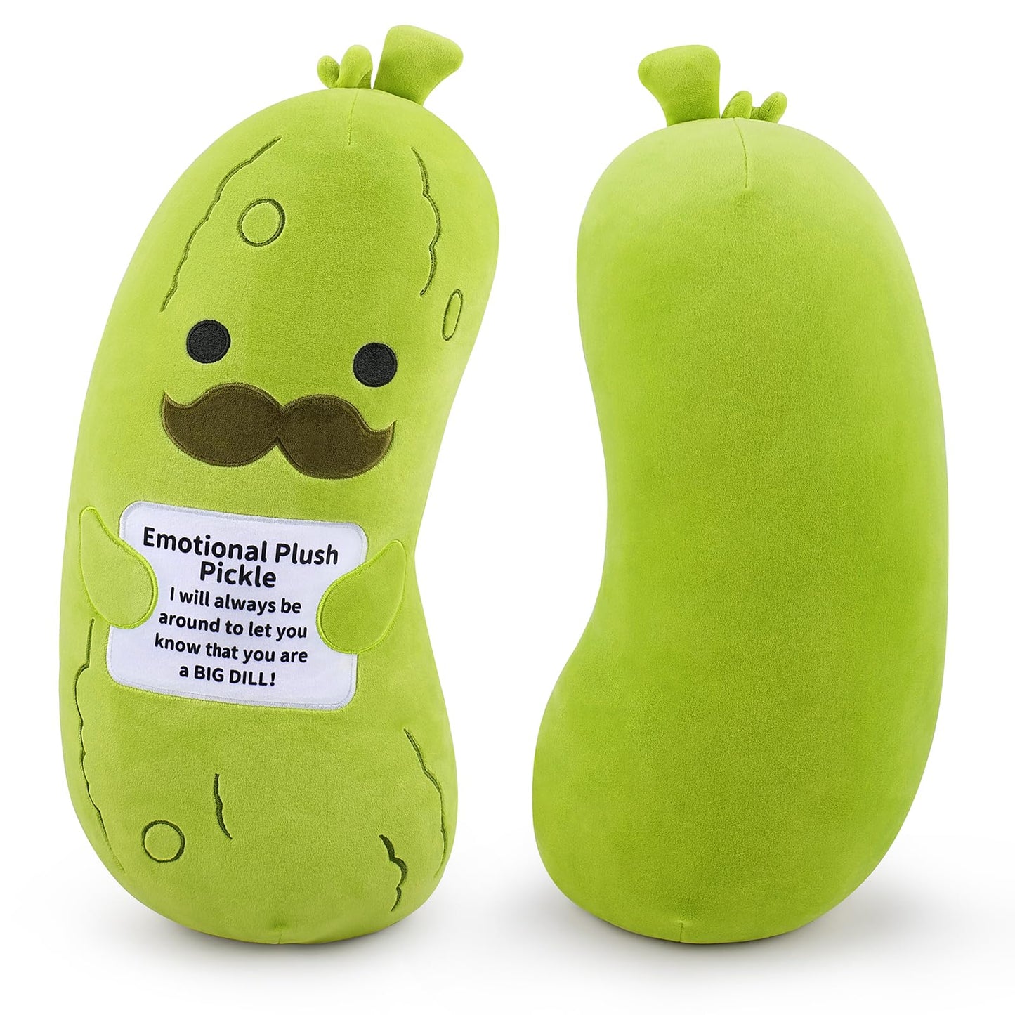 Sprinqdawin Emotional Plush Pickle 20-Inch — Pickle Stuffed Animal with Positive Warm Words | Plush Toy & Pillow