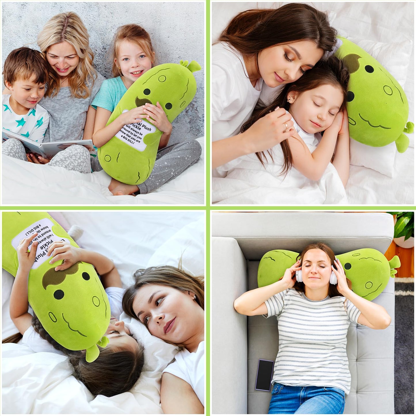 Sprinqdawin Emotional Plush Pickle 20-Inch — Pickle Stuffed Animal with Positive Warm Words | Plush Toy & Pillow