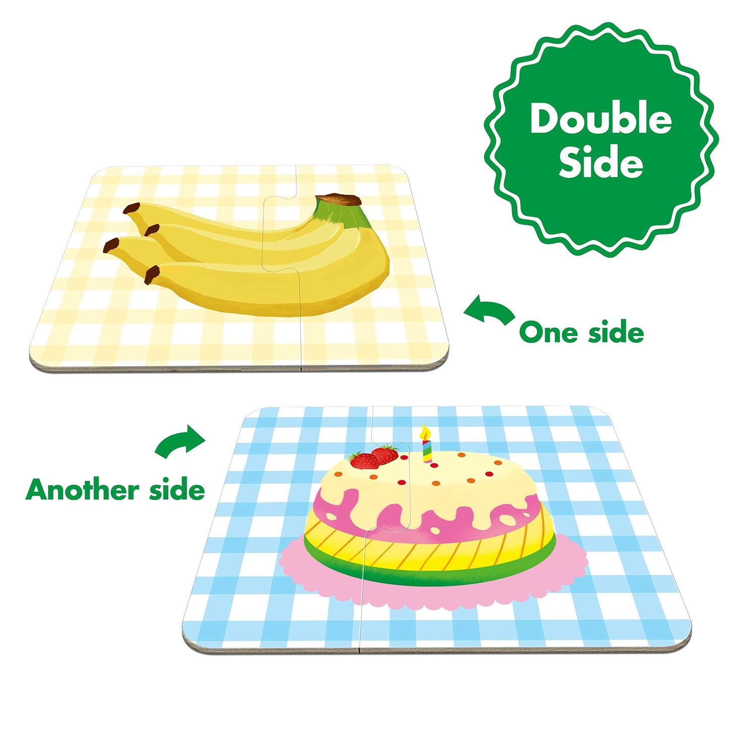SpriteGru 48 Food Matching Puzzles with Error-Correction — 24 Double-Sided Blocks for Preschool Learning