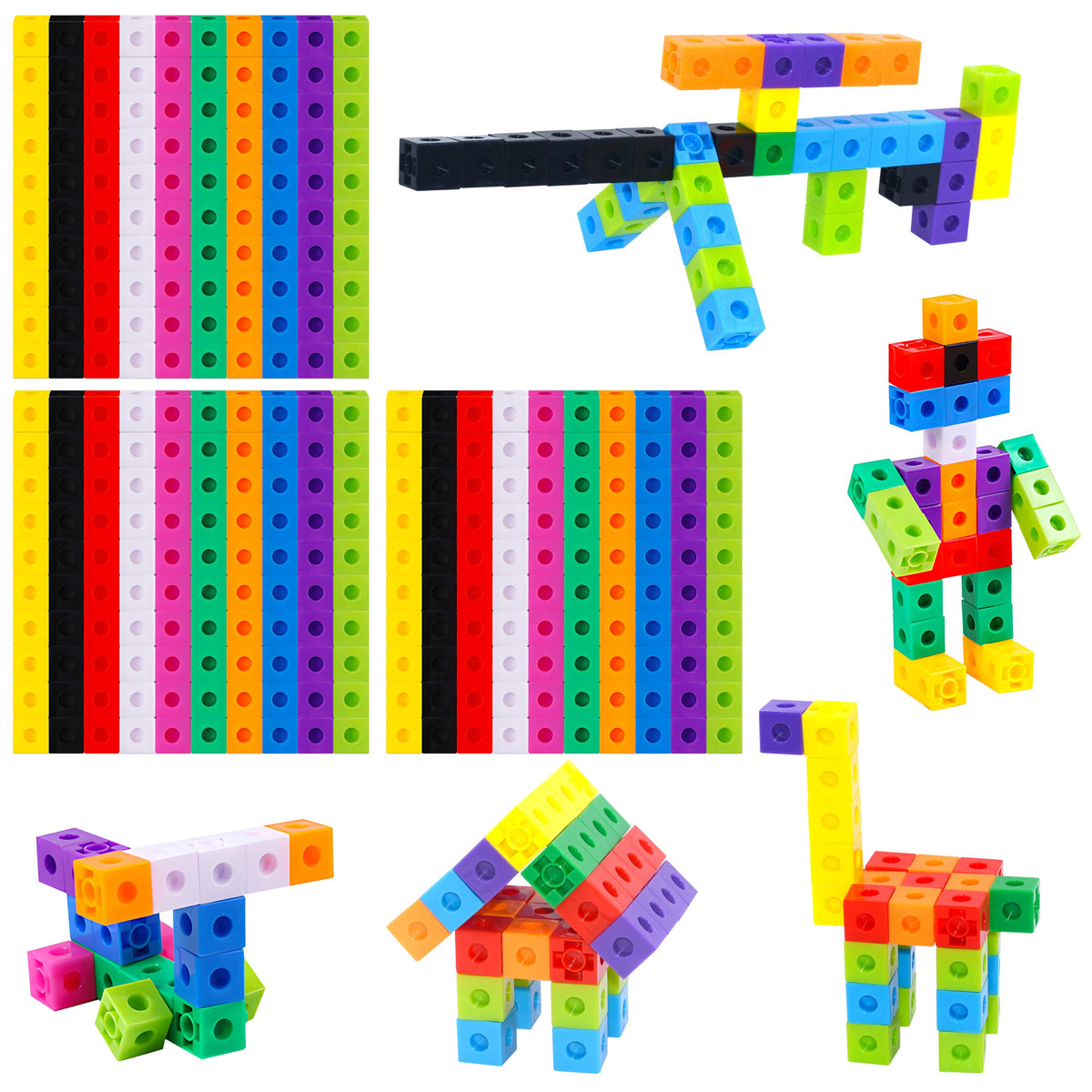 SpriteGru 300PCS Math Linking Cubes – Colorful Early Math & STEM Building Blocks