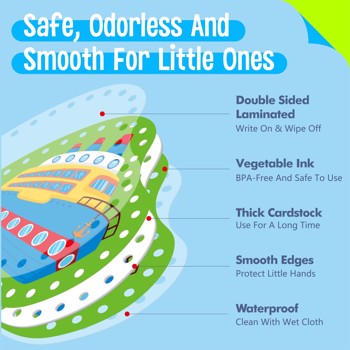SpriteGru 9-Piece Kids Lacing Cards – Double-Sided Vehicles with Colorful Laces