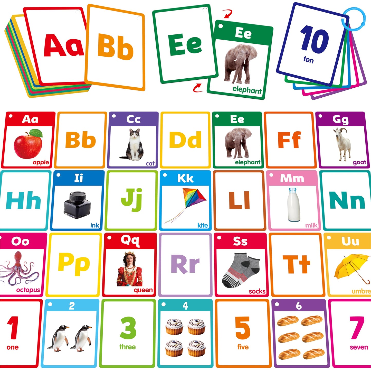 SpriteGru Alphabet & Number Flashcards — 36 Double-Sided Cards for Preschool