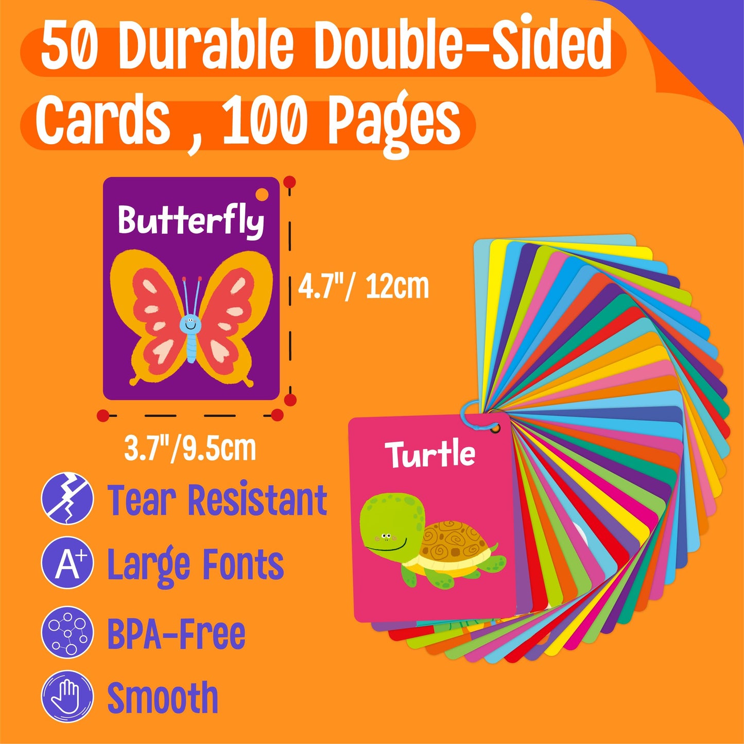 SpriteGru Animal Flashcards – 50 Double-Sided Cards for Preschoolers (Wild, Farm & Marine)