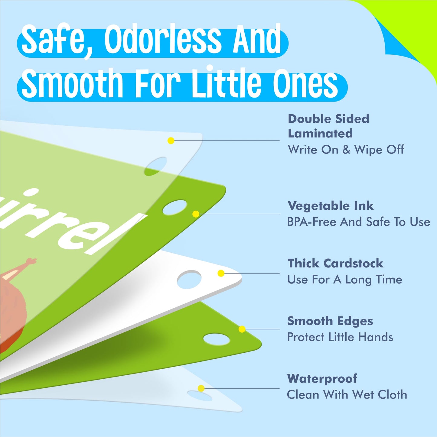 SpriteGru Animal Flashcards – 50 Double-Sided Cards for Preschoolers (Wild, Farm & Marine)