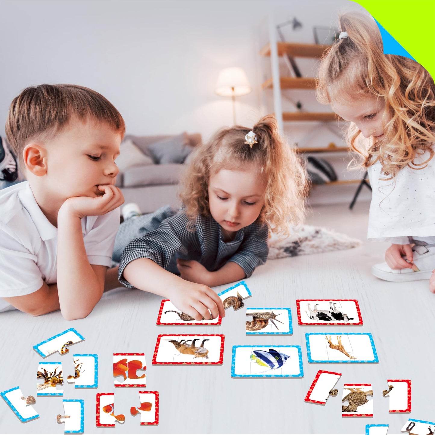 SpriteGru 48 Animal Matching Puzzles with Error-Correction - 3-Piece Self-Correcting Game for Toddlers