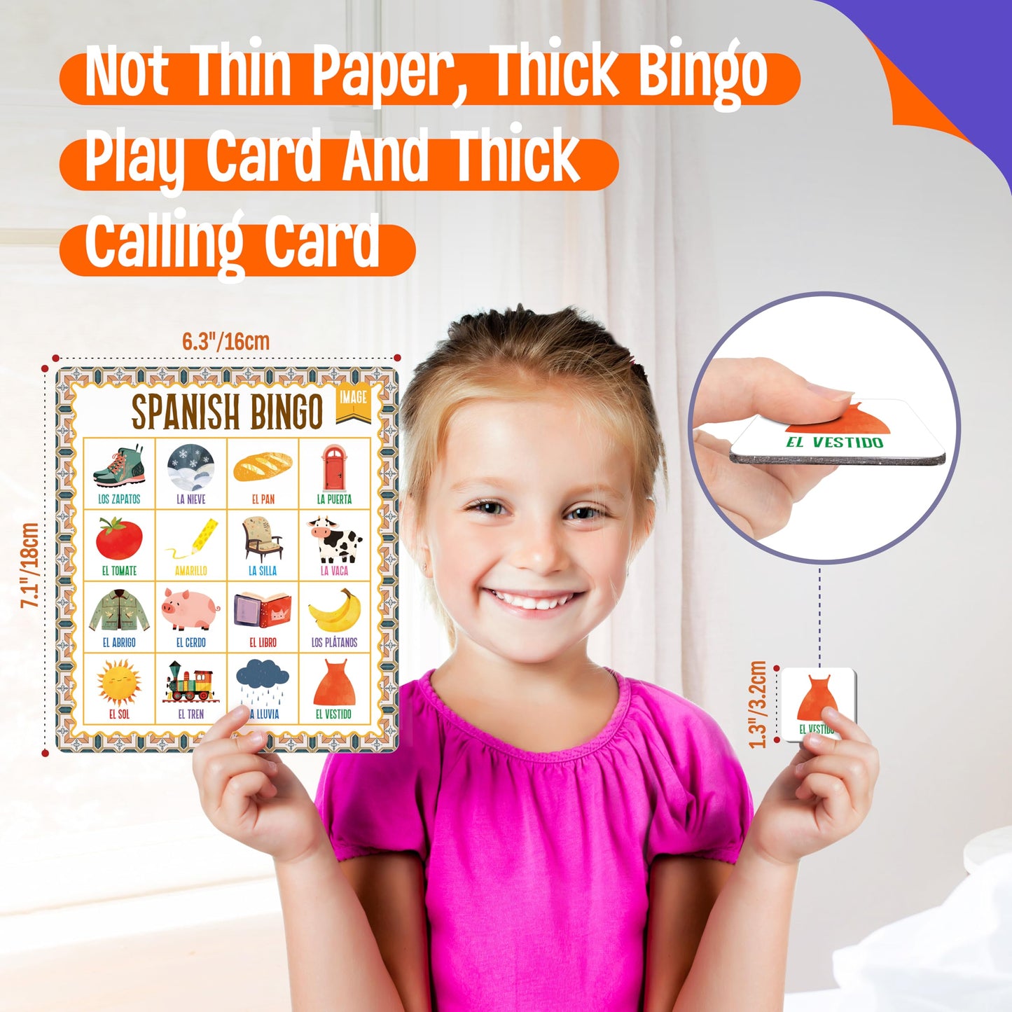 SpriteGru Spanish Bingo Game – Bilingual Word Learning for Ages 5+ (Up to 12 Players)