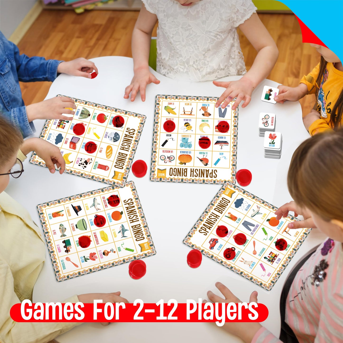 SpriteGru Spanish Bingo Game – Bilingual Word Learning for Ages 5+ (Up to 12 Players)