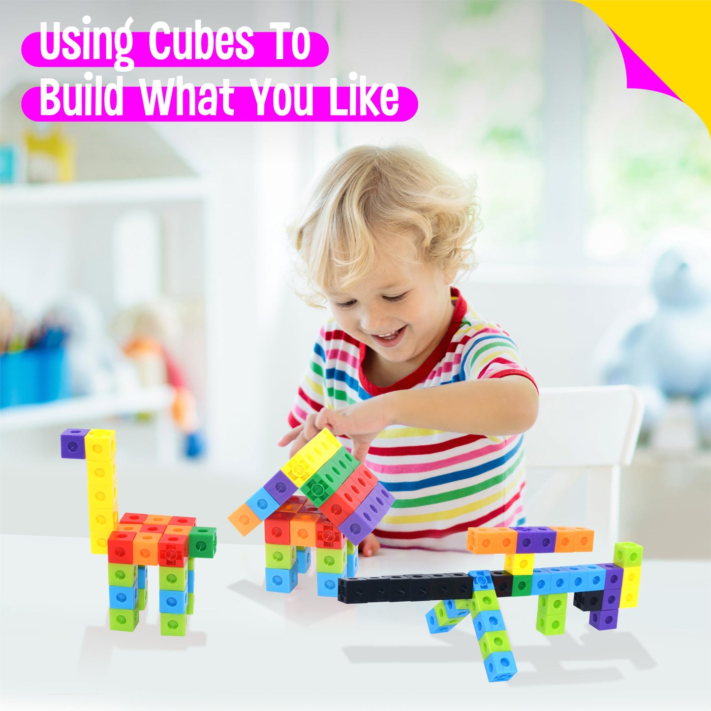 SpriteGru 300PCS Math Linking Cubes – Colorful Early Math & STEM Building Blocks