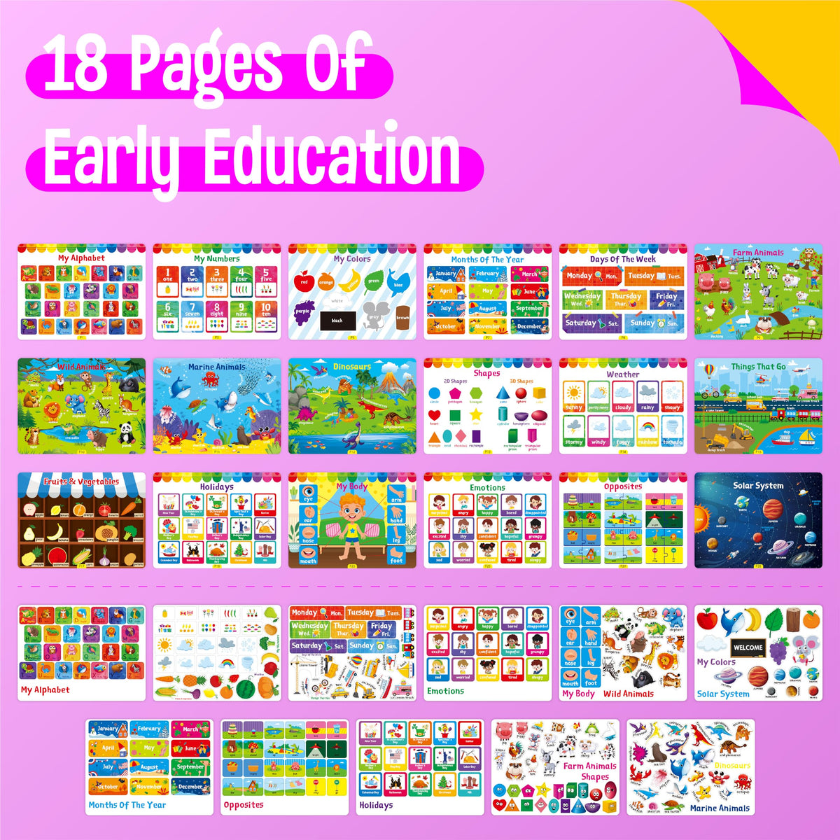 SpriteGru Preschool Busy Book – 30 Theme Activities Montessori Learning Toy