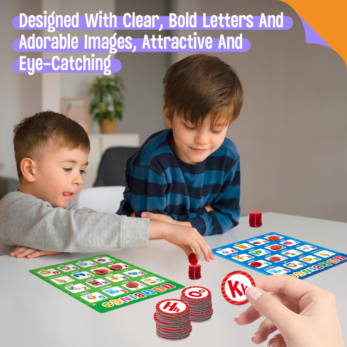 SpriteGru Alphabet & CVC Bingo Game – 12 Double-Sided Boards for Letters & CVC Words