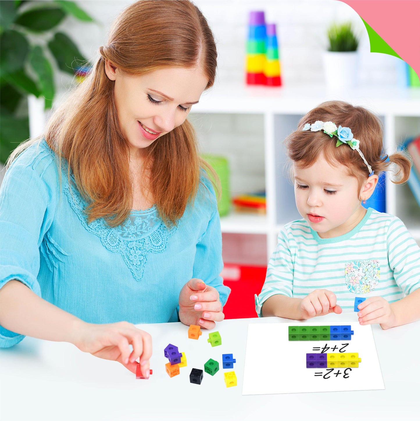 SpriteGru Math Linking Cubes – 100 Colorful Blocks for Early Math & STEM