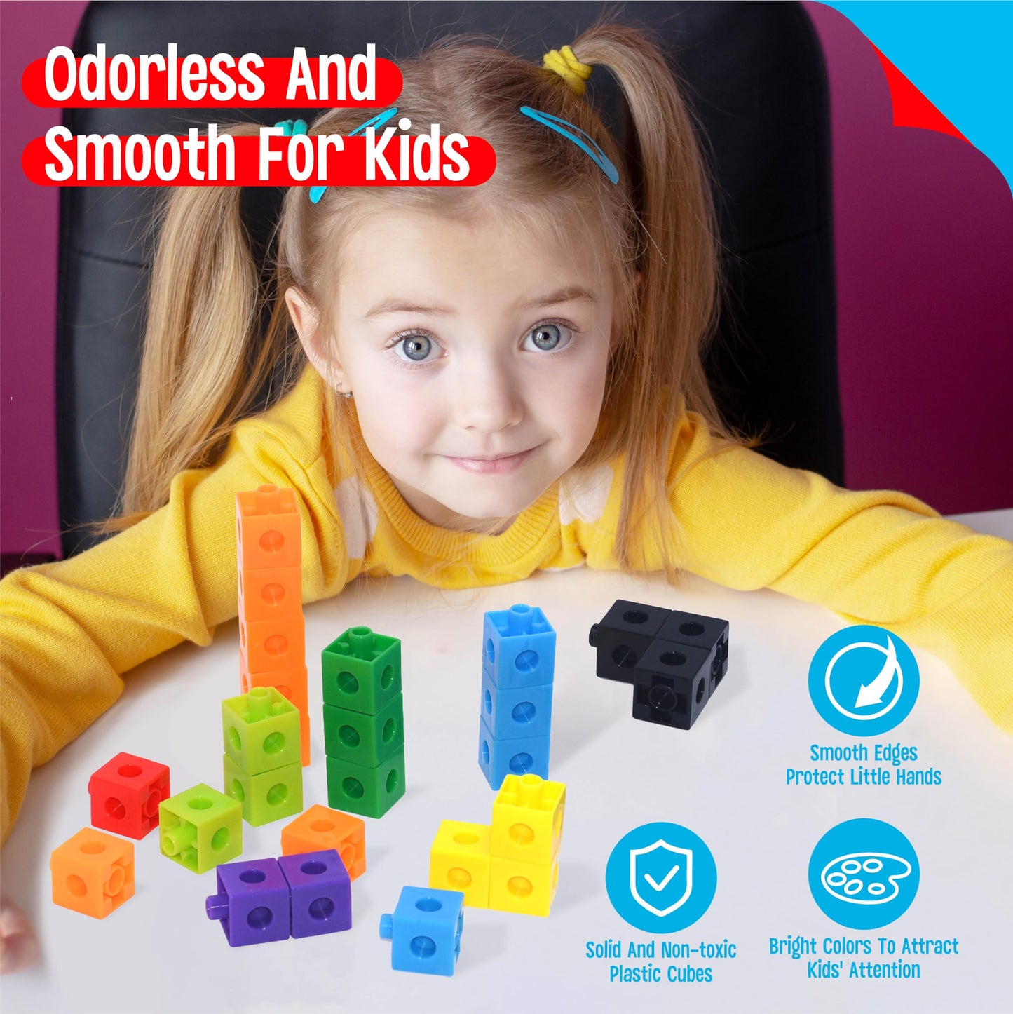 SpriteGru Math Linking Cubes – 100 Colorful Blocks for Early Math & STEM