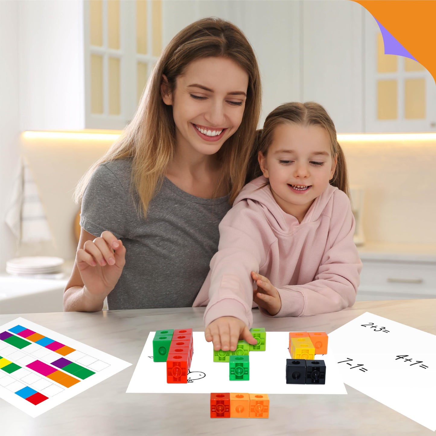 SpriteGru Math Linking Cubes – 100 Colorful Blocks for Early Math & STEM