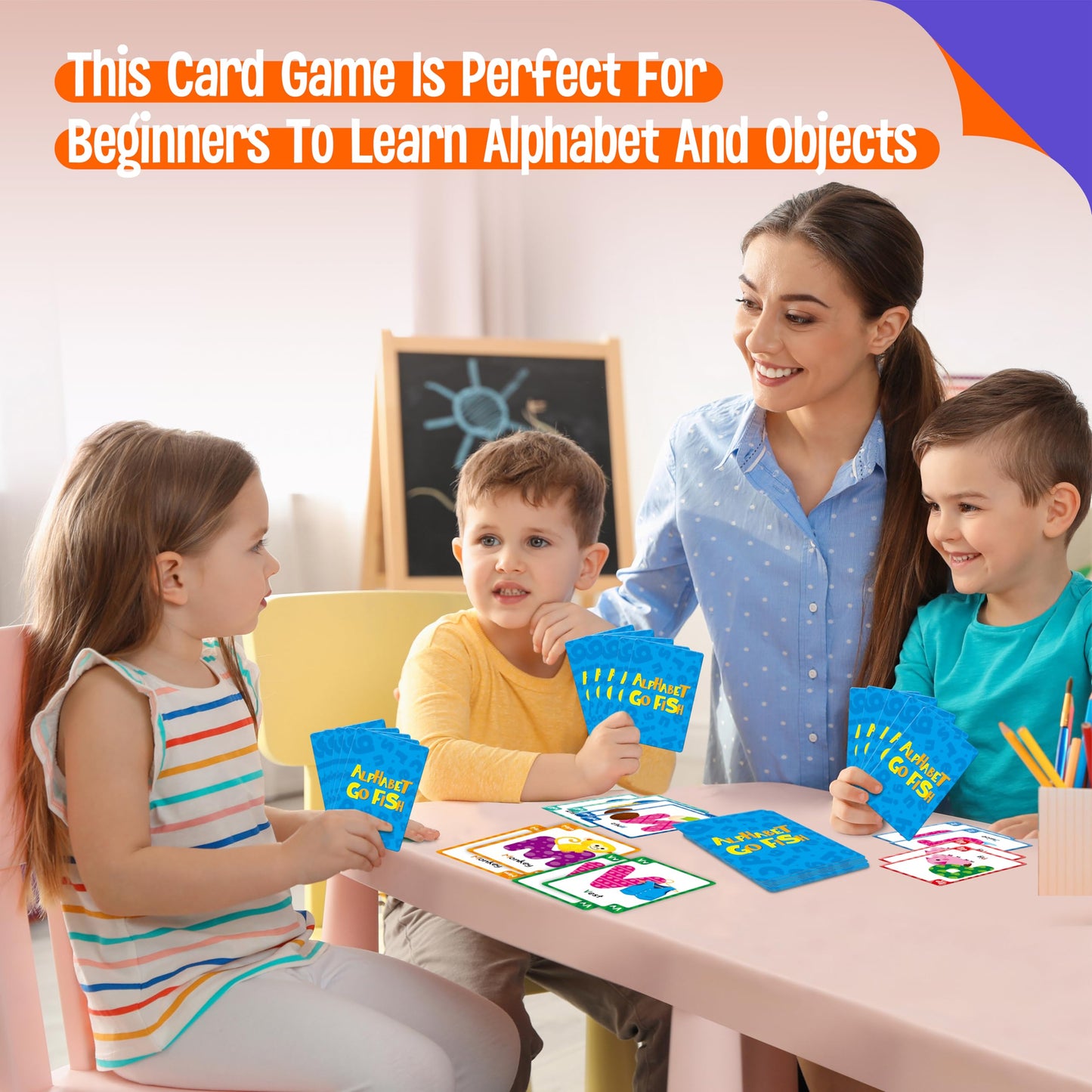 SpriteGru Go Fish Card Game — 104 Alphabet Cards for Kids’ Learning & Family Fun