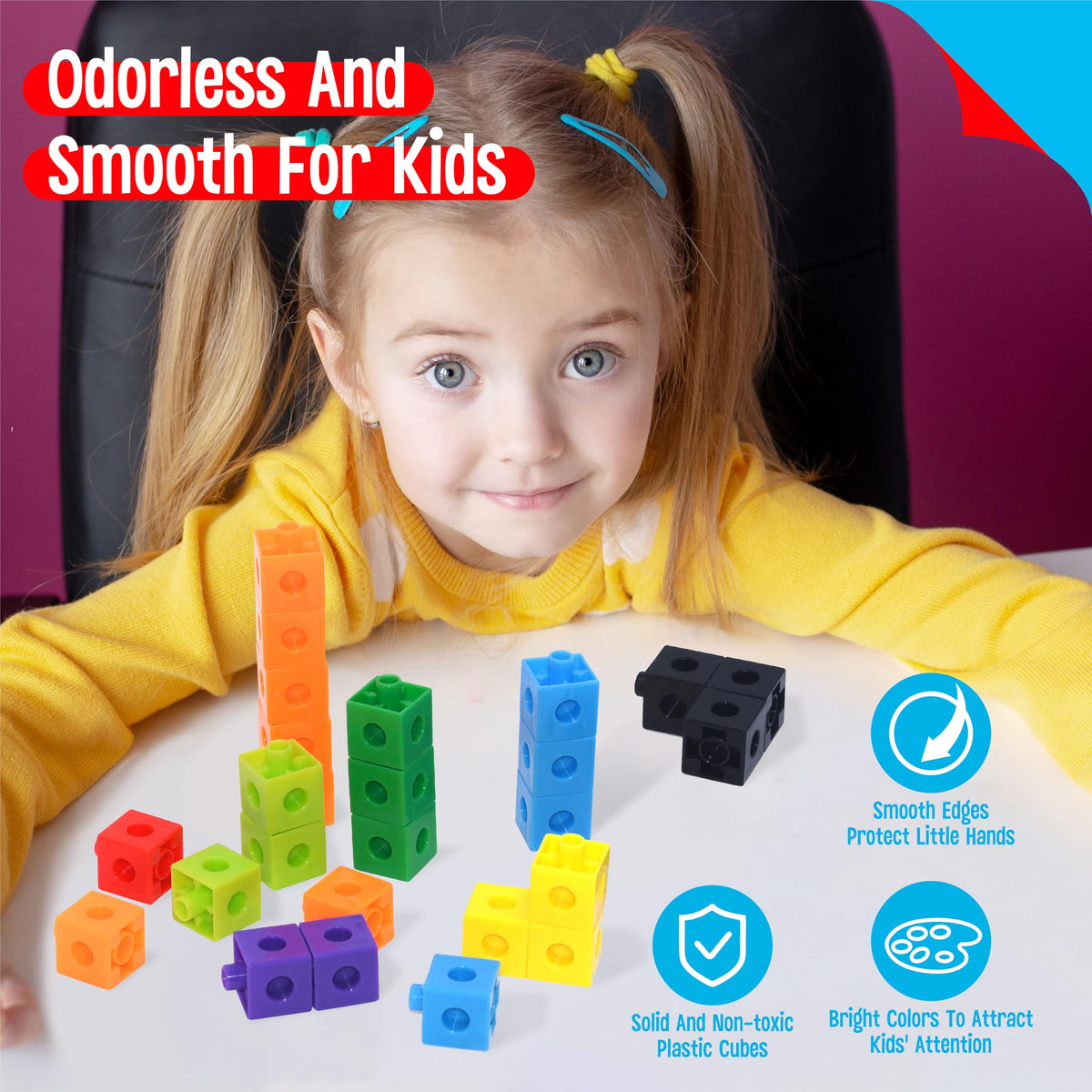 SpriteGru 300PCS Math Linking Cubes – Colorful Early Math & STEM Building Blocks
