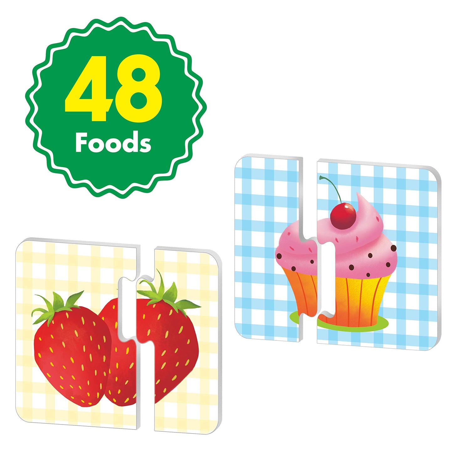 SpriteGru 48 Food Matching Puzzles with Error-Correction — 24 Double-Sided Blocks for Preschool Learning