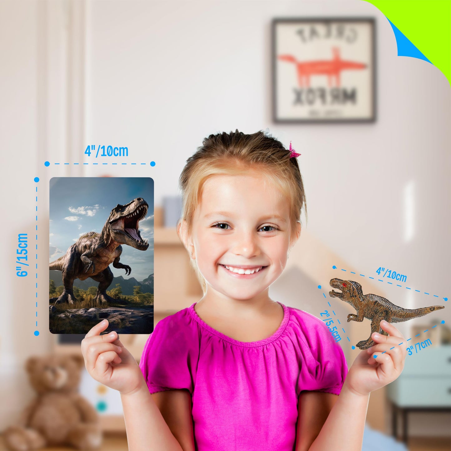 SpriteGru 12-Piece Dinosaur Figurines with Flashcards | Montessori Learning Kit for Kids