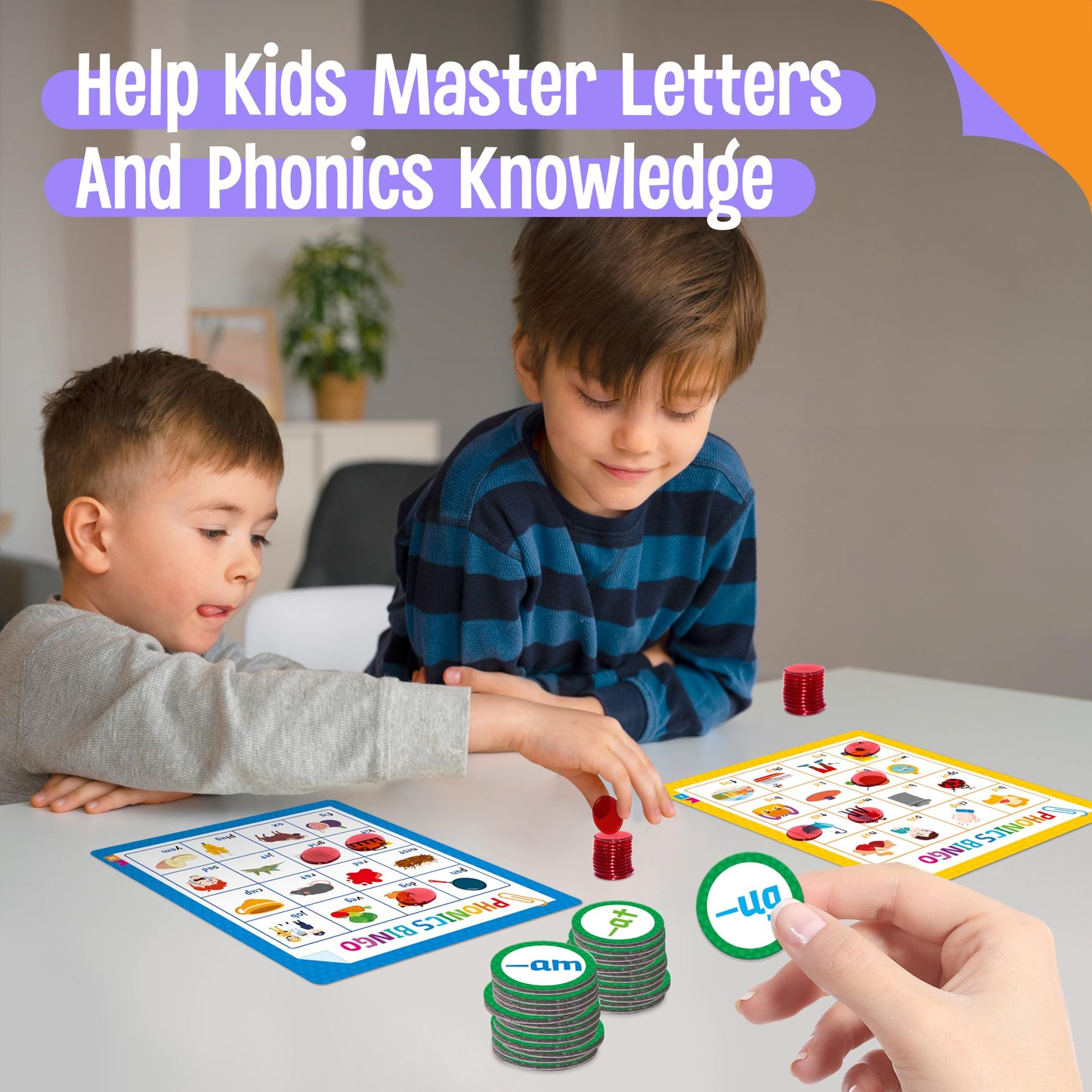 SpriteGru Alphabet & Phonics Bingo – 12 Boards, ABC Letters & CVC Blends (Ages 4+)