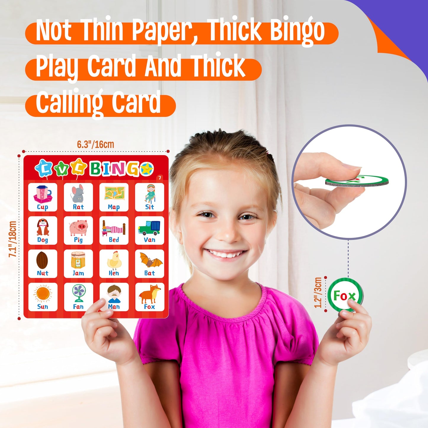 SpriteGru Alphabet & CVC Bingo Game – 12 Double-Sided Boards for Letters & CVC Words