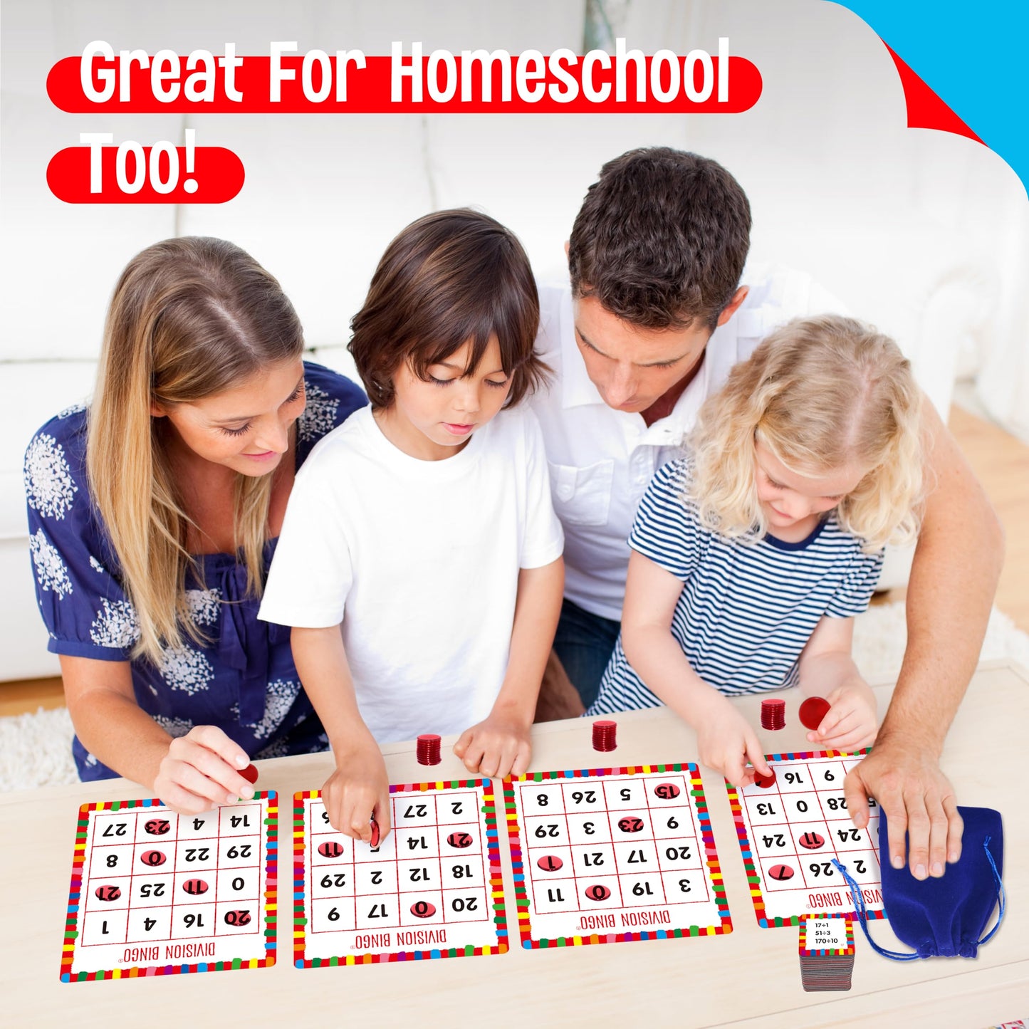 SpriteGru Multiplication & Division Bingo Game – 360 Math Problems for Kindergarten & Preschool | Classroom & Home