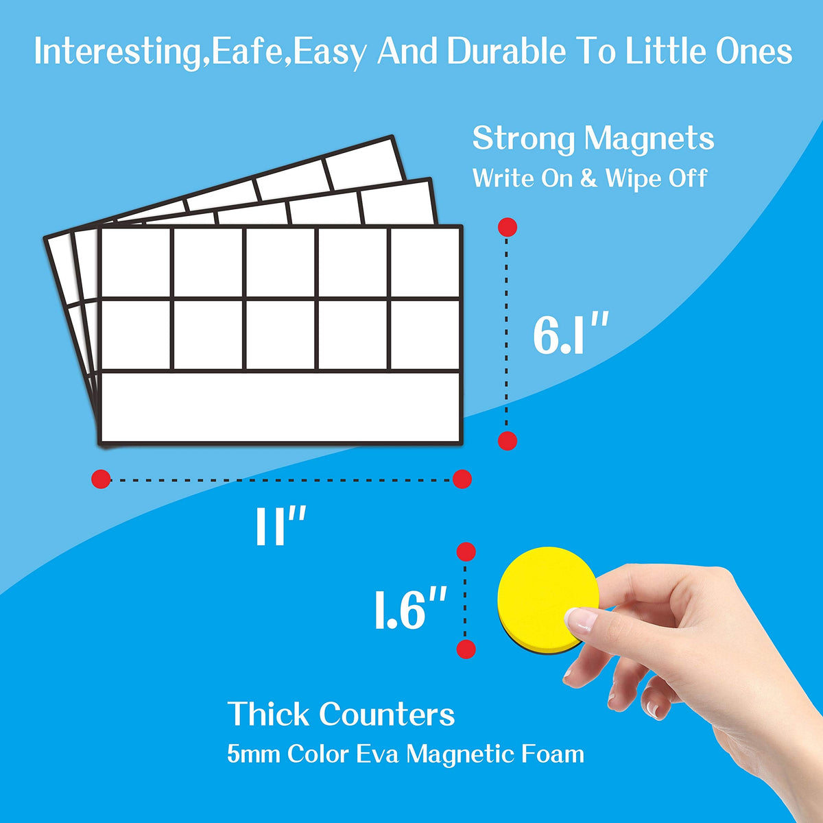 SpriteGru Magnetic Ten-Frame Set – 6 Frames, 66 Color Discs, 2 Markers (Fridge & Handheld)
