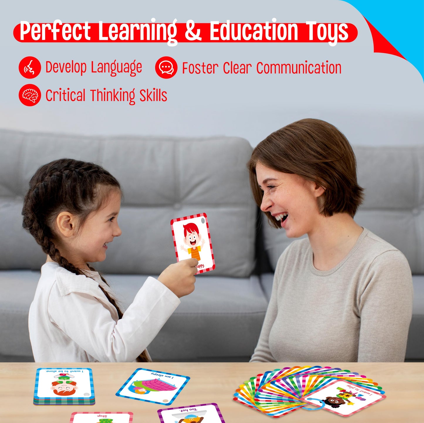 SpriteGru Special Needs Communication Cards - 40 Double-Sided Visual Aids for Autism & Speech Delay
