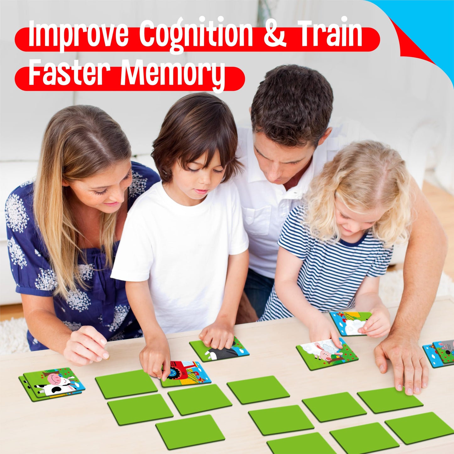 SpriteGru Farm Animal Memory Game – 28 Chunky Cards for Toddlers & Preschoolers