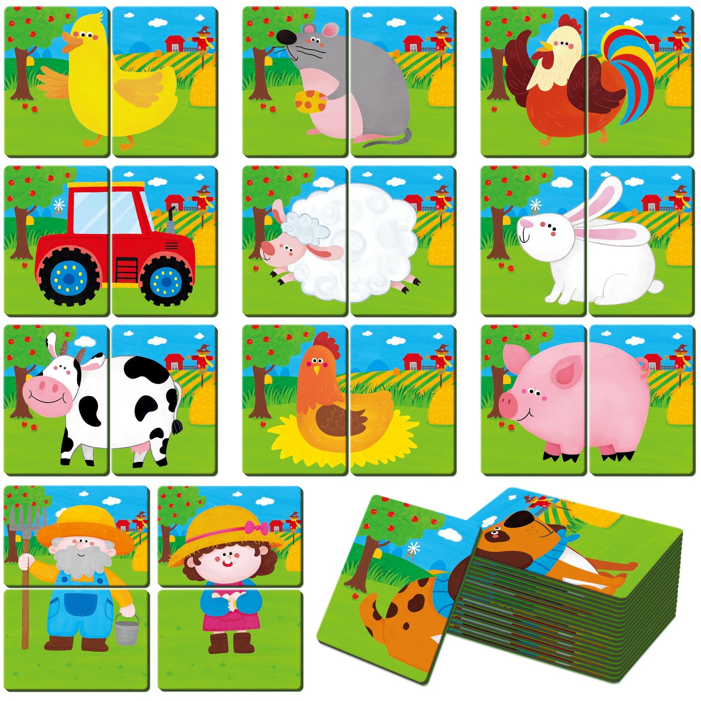 SpriteGru Farm Animal Memory Game – 28 Chunky Cards for Toddlers & Preschoolers