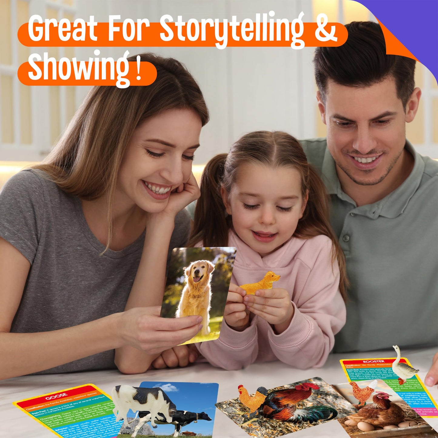 SpriteGru 12-Piece Farm Animal Figurines with Flashcards – Montessori Educational Toy Set