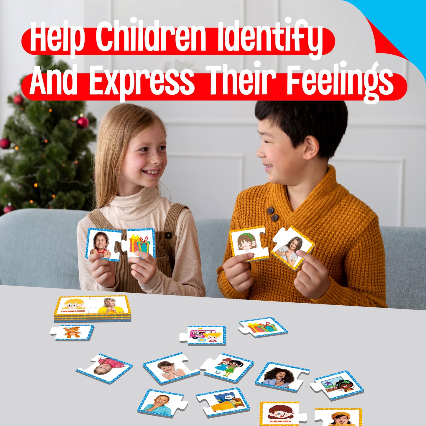 SpriteGru Feelings & Emotions Puzzle Cards – 50-Piece Mood Learning Kit