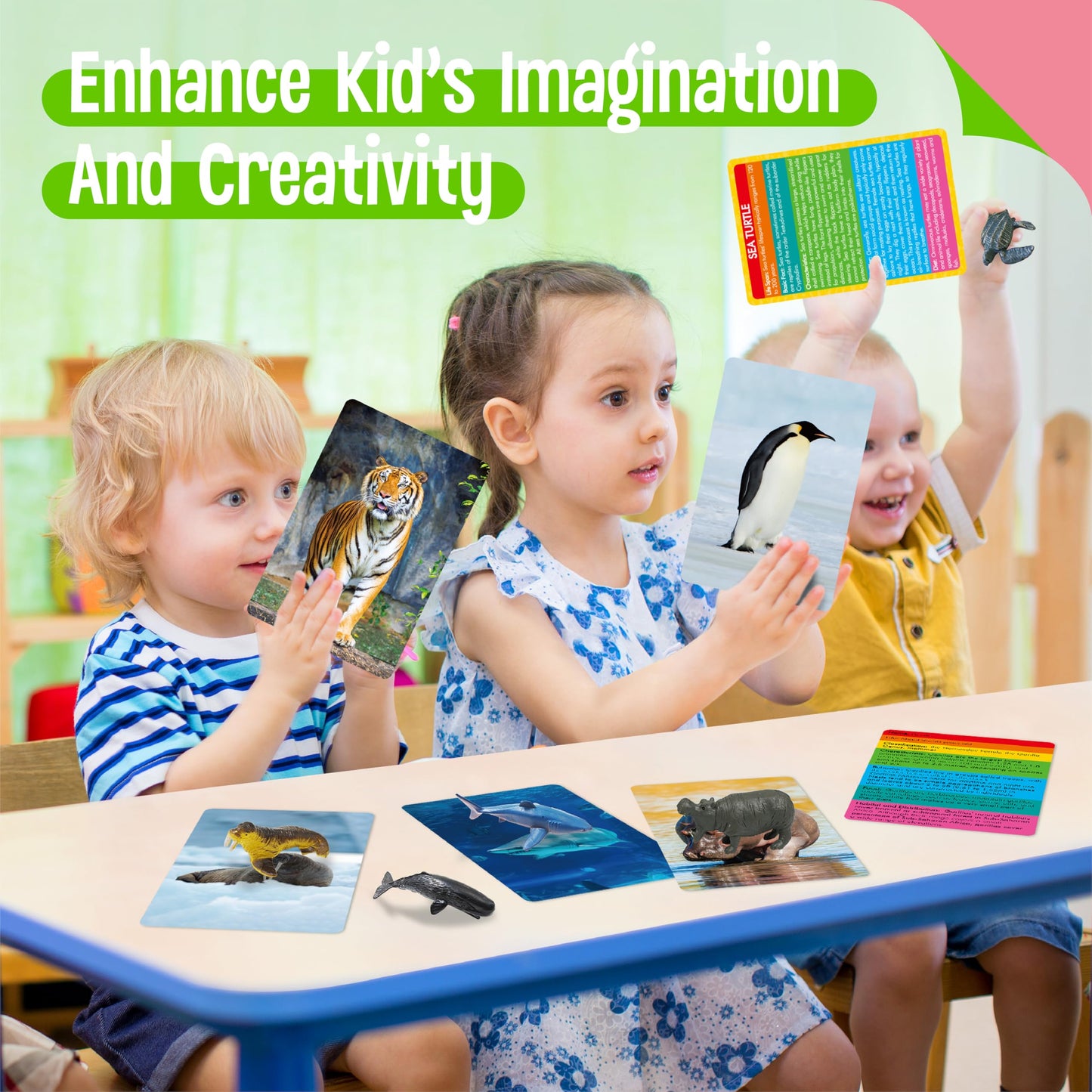 SpriteGru 24-Piece Animal Figurines & Flashcards – Montessori Learning Toy Set for Kids