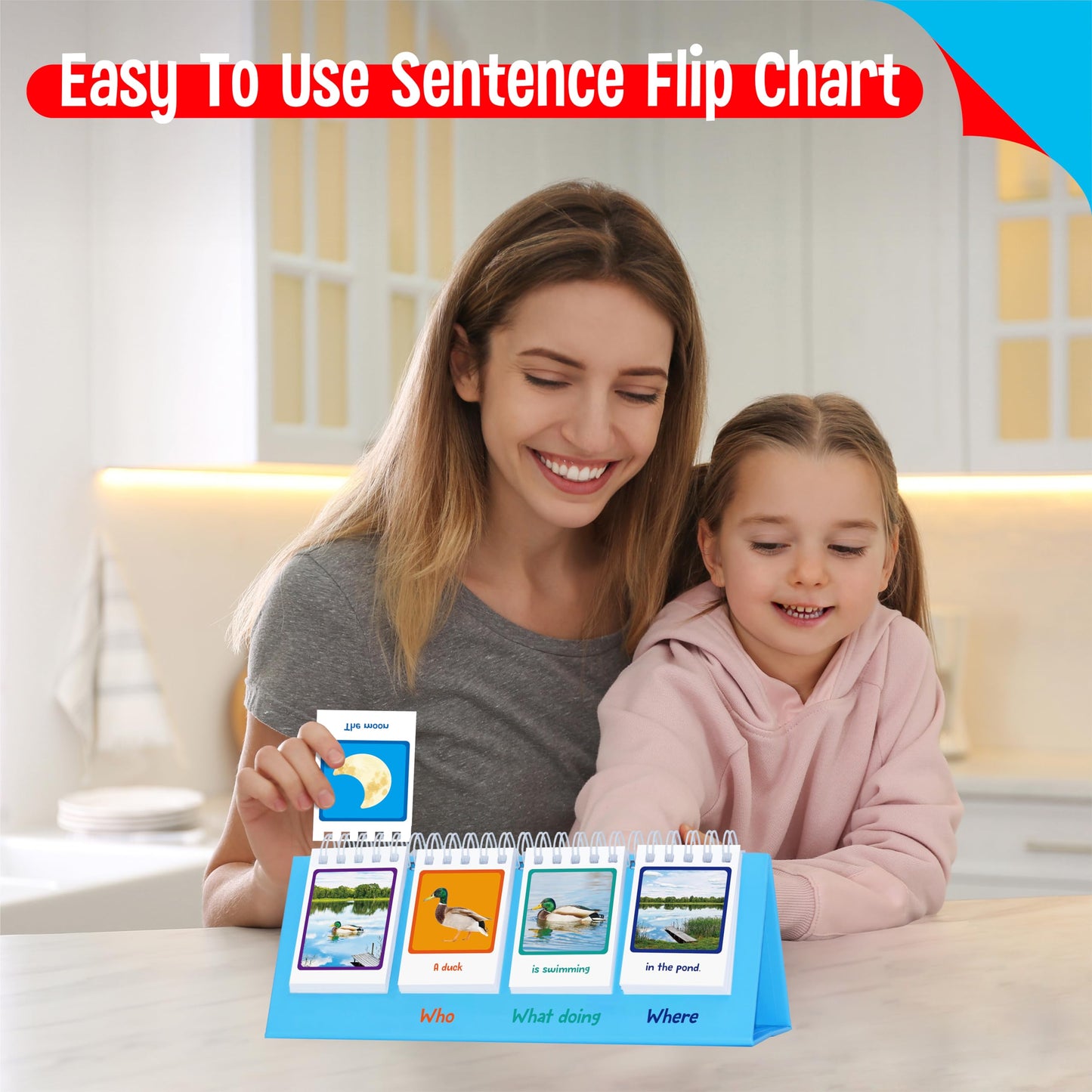SpriteGru Sentence Flip Chart: 80 Double-Sided Cards for Sentence Building (Preschool–2nd Grade)
