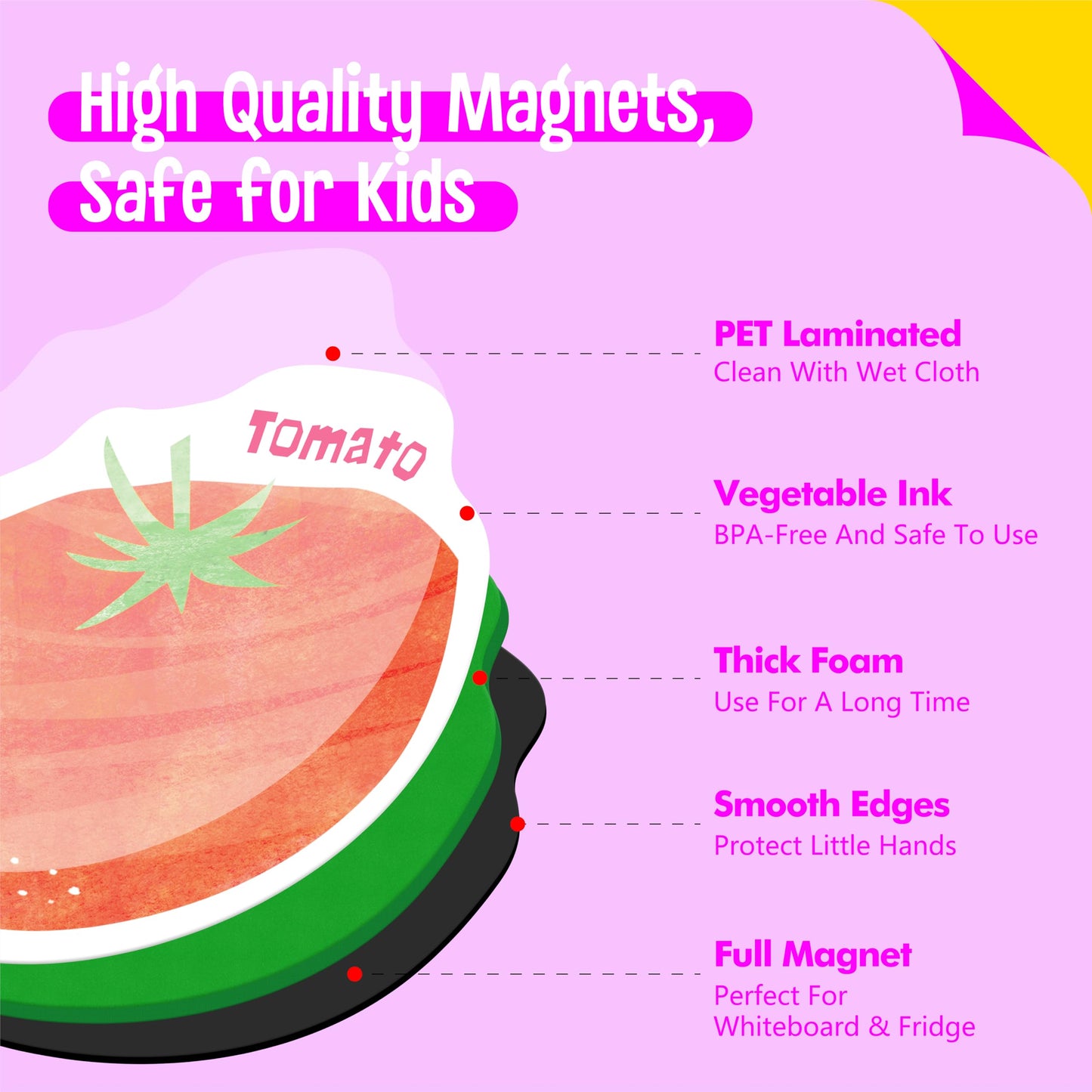 SpriteGru 35-Piece Fruit & Vegetable Magnets – Soft Foam Fridge Toys for Toddlers