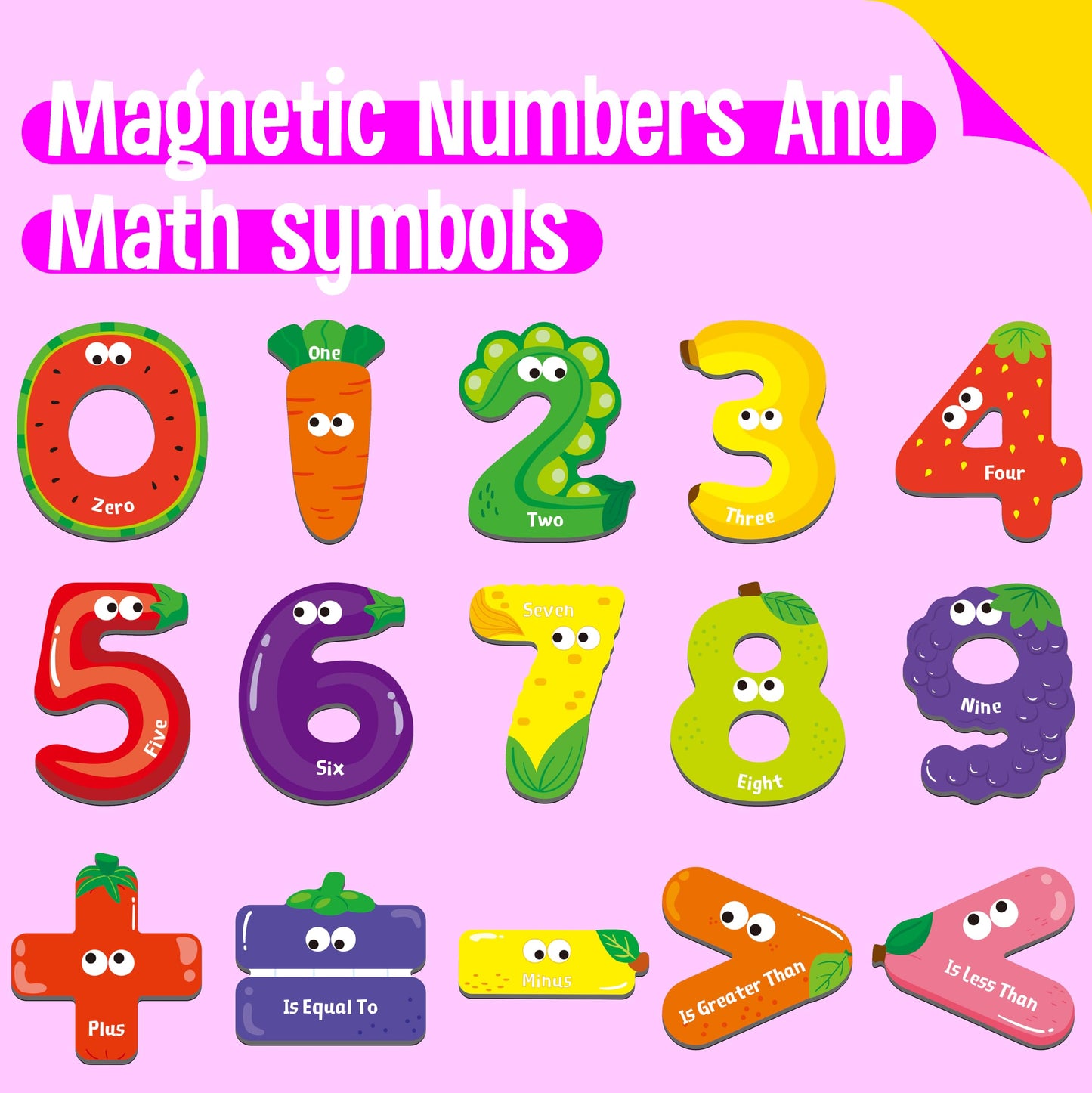 SpriteGru Magnetic Numbers & Math Symbols – 25-Piece Learning Magnet Set for Toddlers