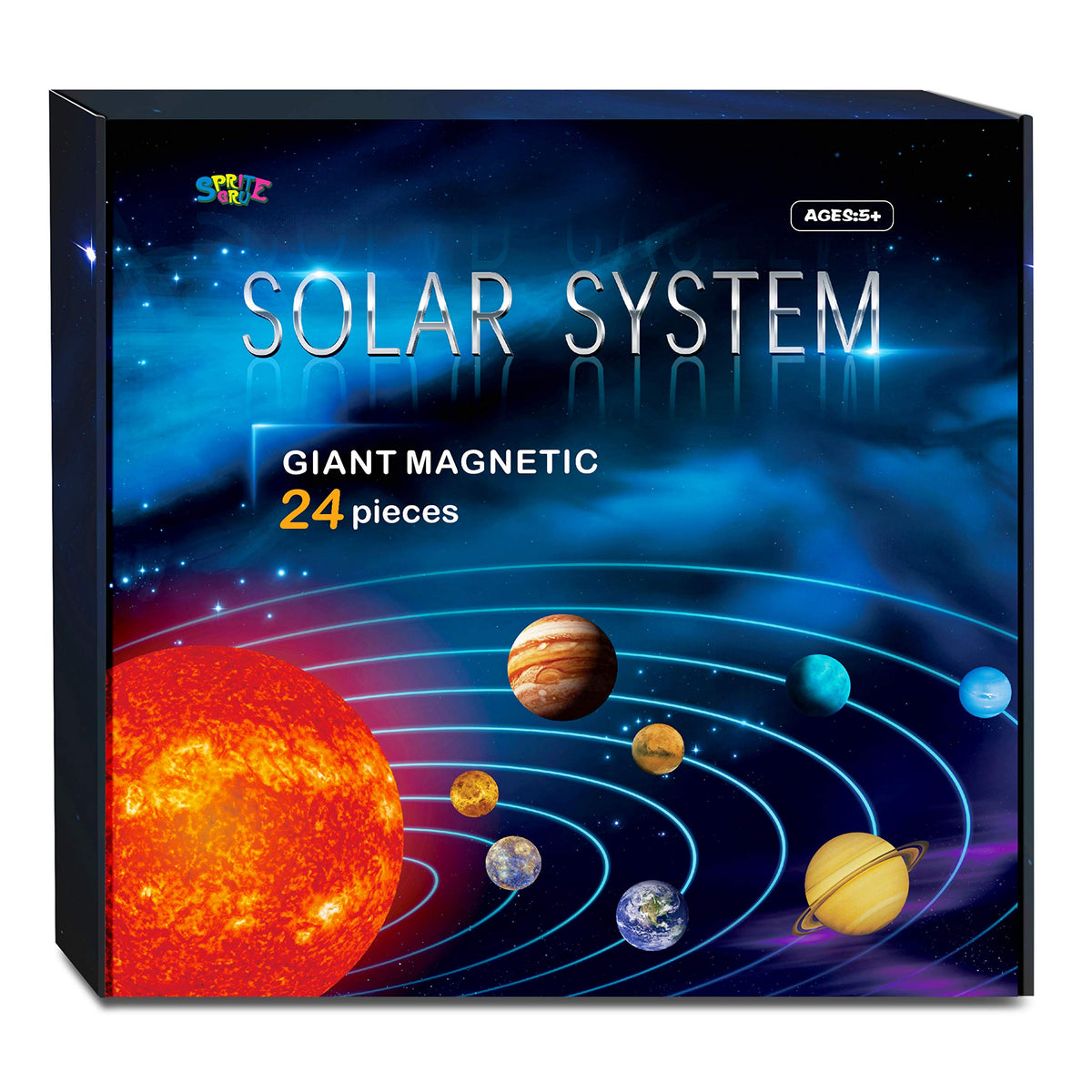 SpriteGru Giant Magnetic Solar System with 12 Briefing Magnets – 24 Pieces for Toddlers & Kids