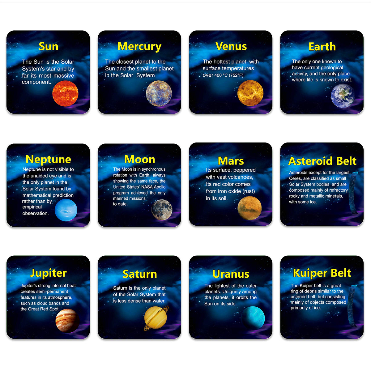 SpriteGru Giant Magnetic Solar System with 12 Briefing Magnets – 24 Pieces for Toddlers & Kids