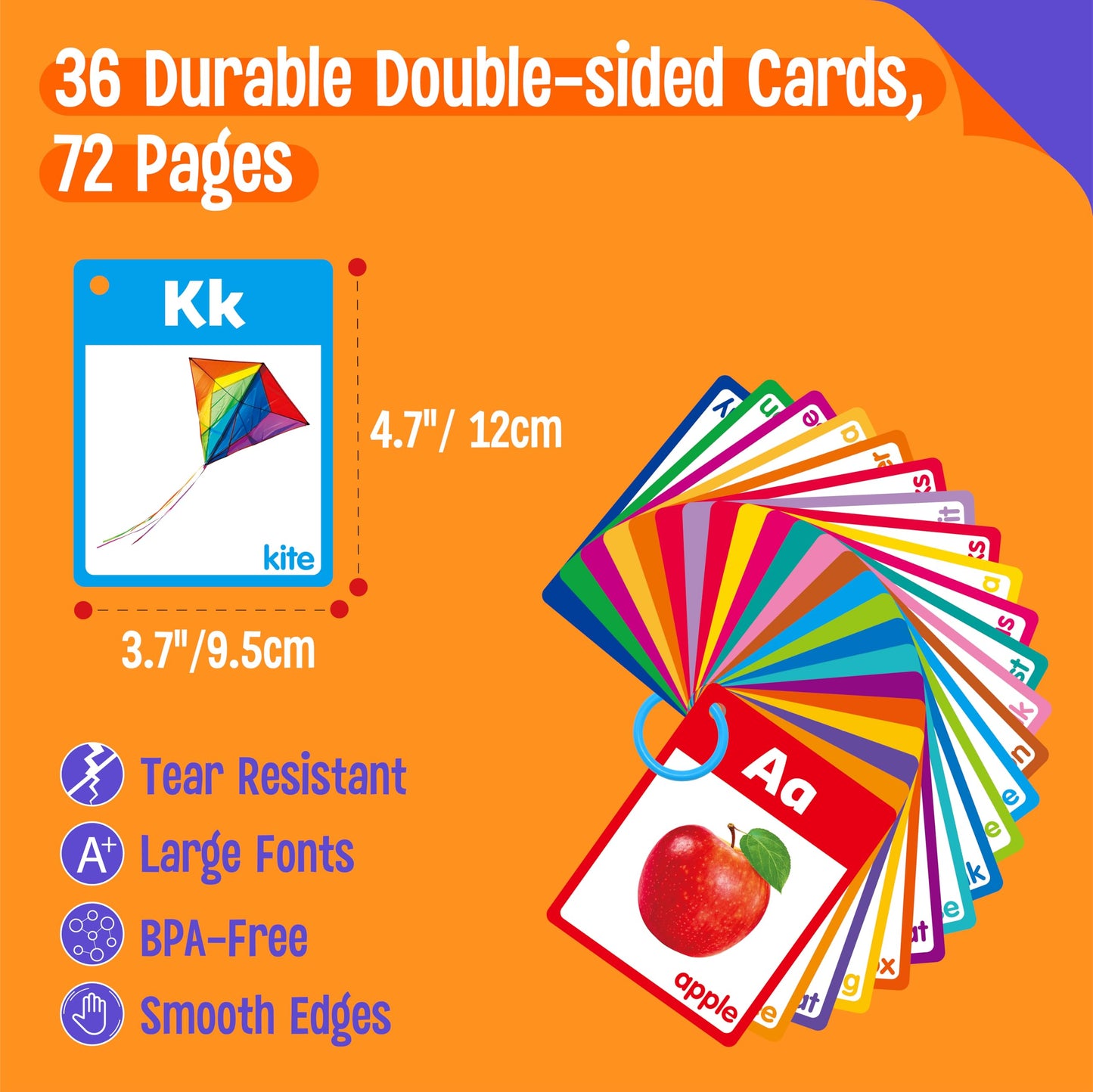 SpriteGru Alphabet & Number Flashcards — 36 Double-Sided Cards for Preschool