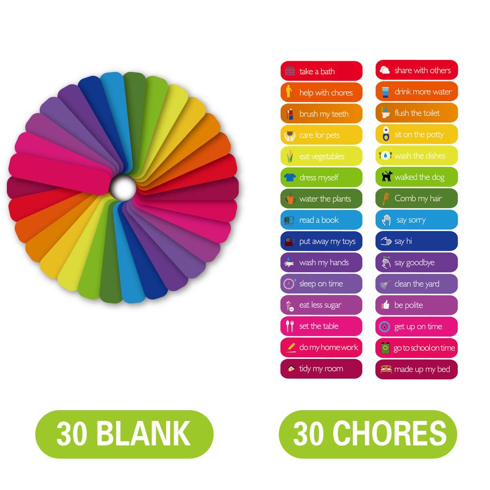 SpriteGru Magnetic Reward Chore Chart – XL 17x12 in, 60 Chores, 300 Stars, 8 Markers