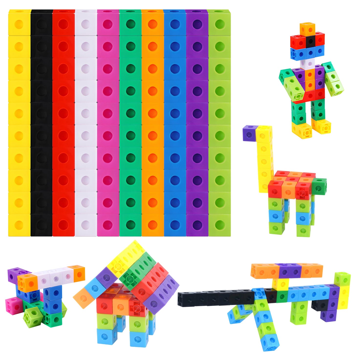 SpriteGru Math Linking Cubes – 100 Colorful Blocks for Early Math & STEM