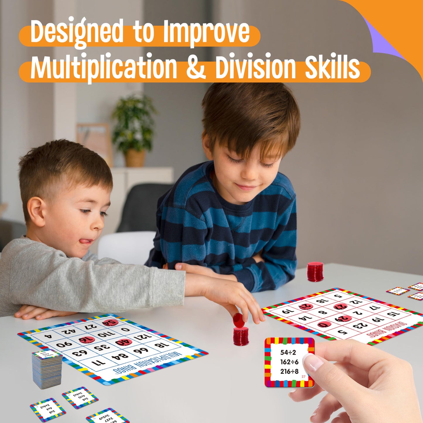 SpriteGru Multiplication & Division Bingo Game – 360 Math Problems for Kindergarten & Preschool | Classroom & Home