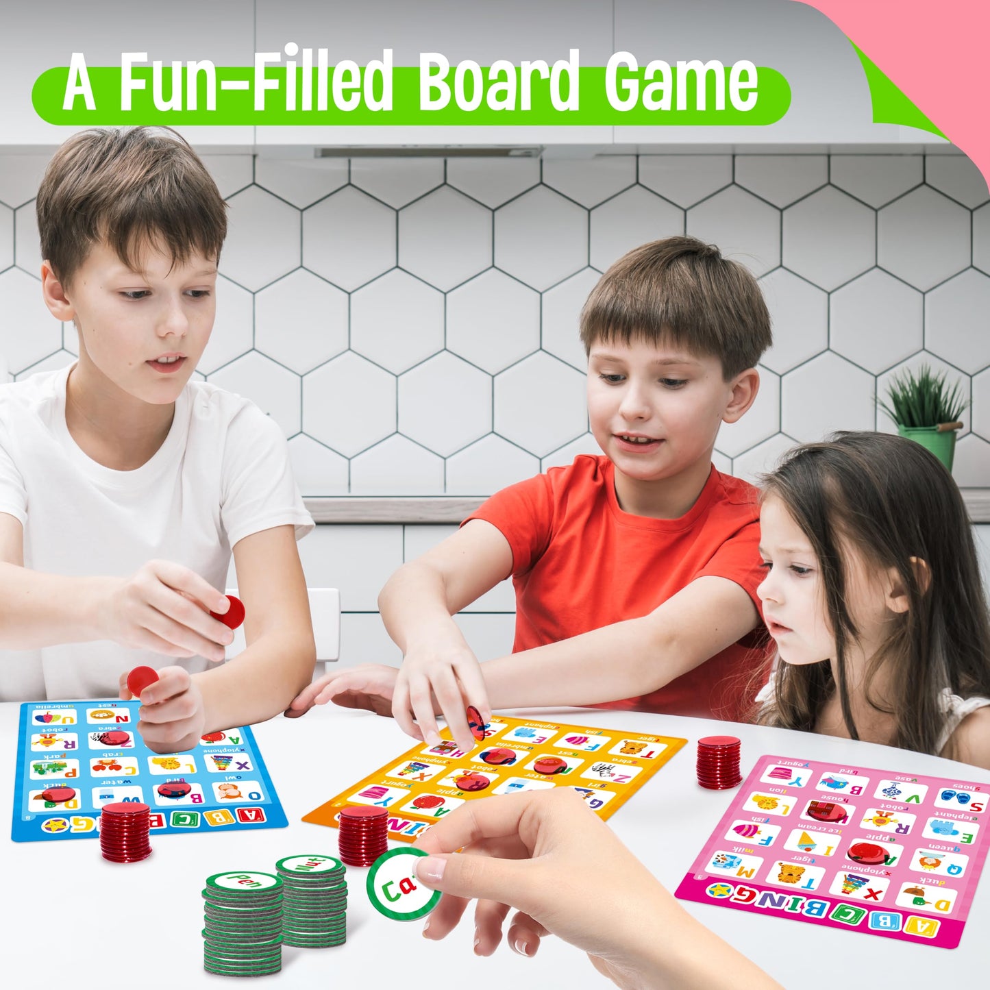 SpriteGru Alphabet & CVC Bingo Game – 12 Double-Sided Boards for Letters & CVC Words