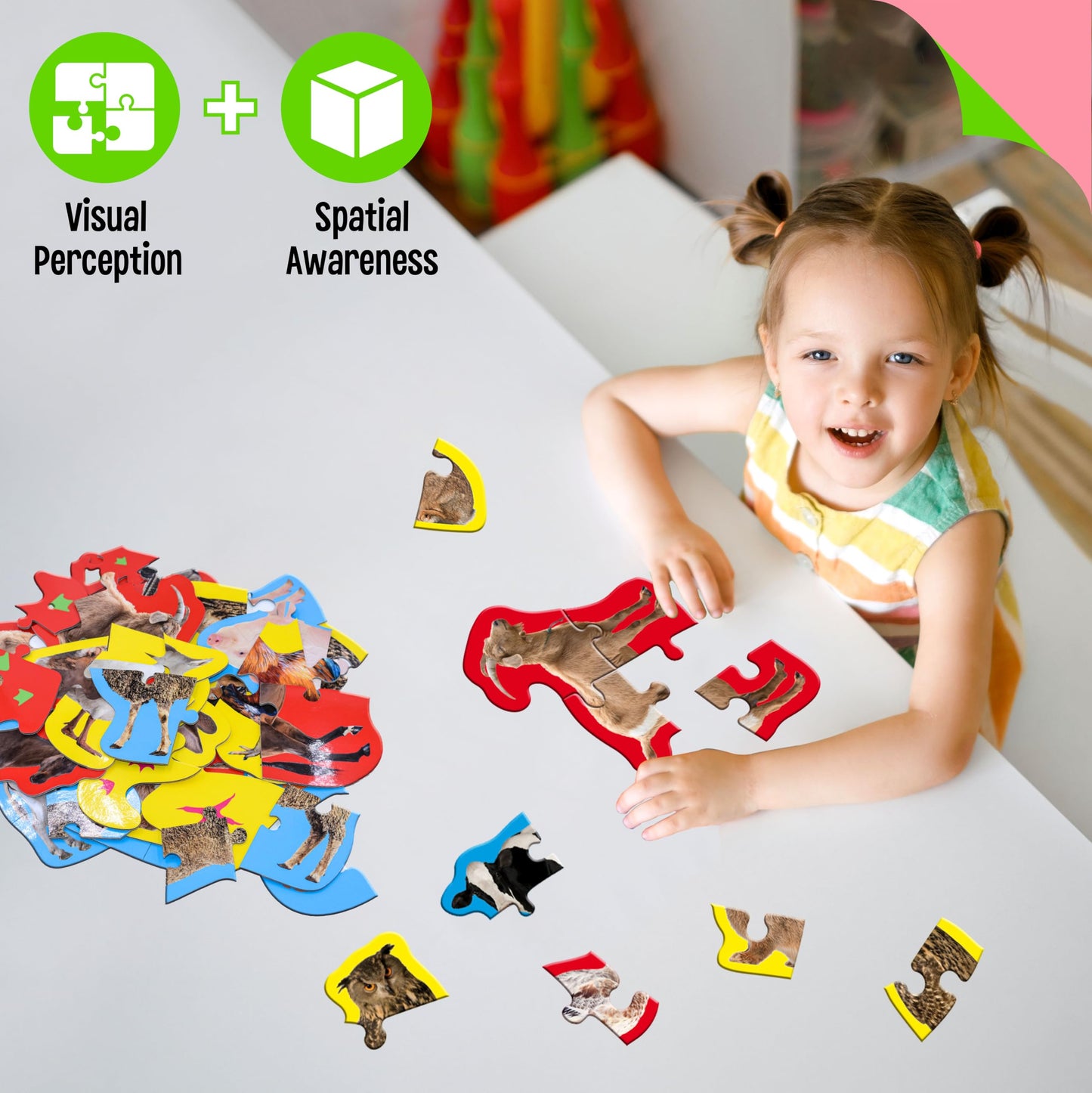 SpriteGru 12-Pack Realistic Farm Animal Puzzles – Step-by-Step 48-Piece Jigsaws for Beginners (Ages 3+)