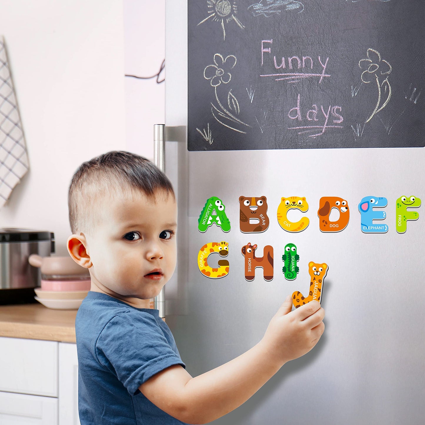 SpriteGru Large Magnetic Letters – Animal Alphabet ABC Magnets for Fridge, Colorful Learning Toys