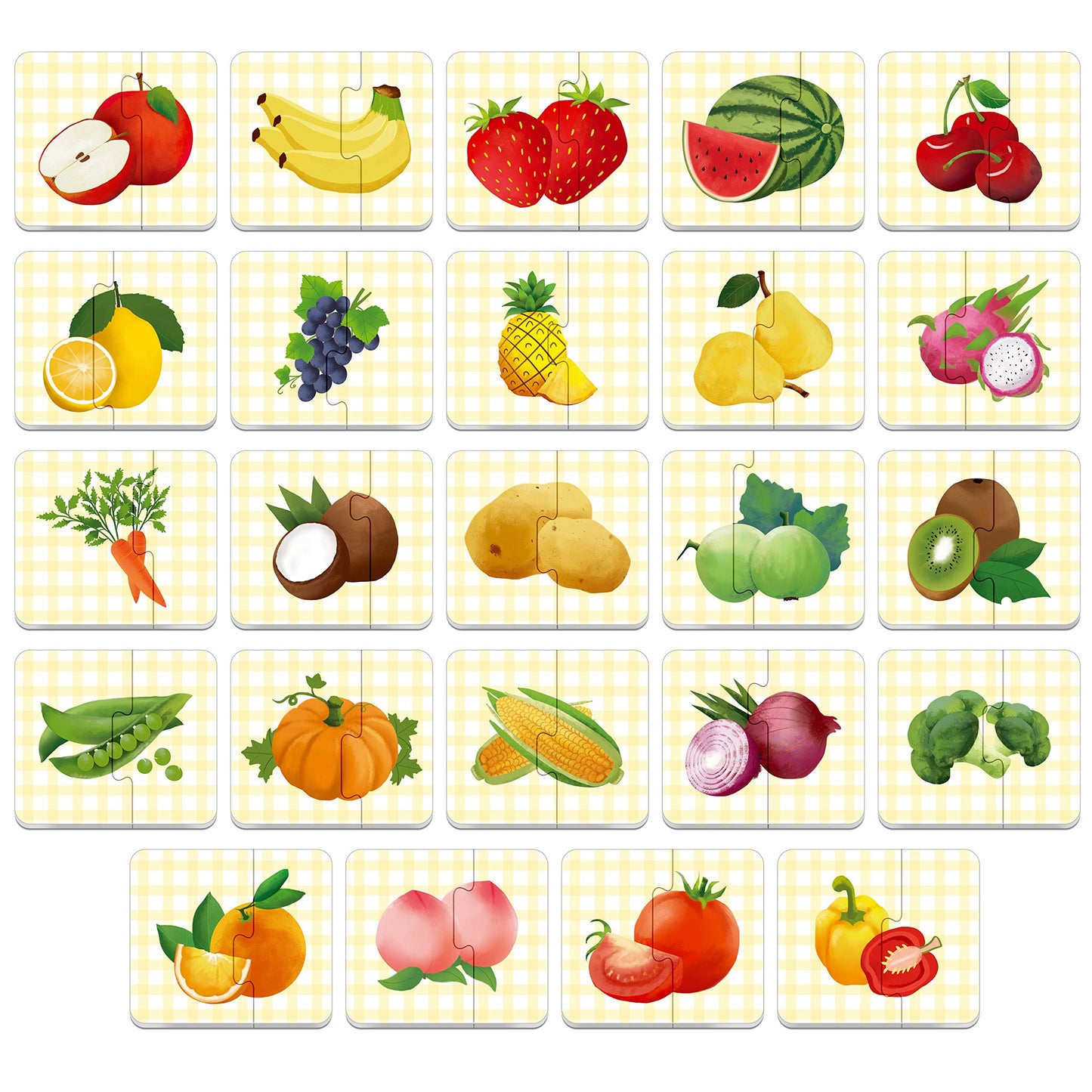 SpriteGru 48 Food Matching Puzzles with Error-Correction — 24 Double-Sided Blocks for Preschool Learning