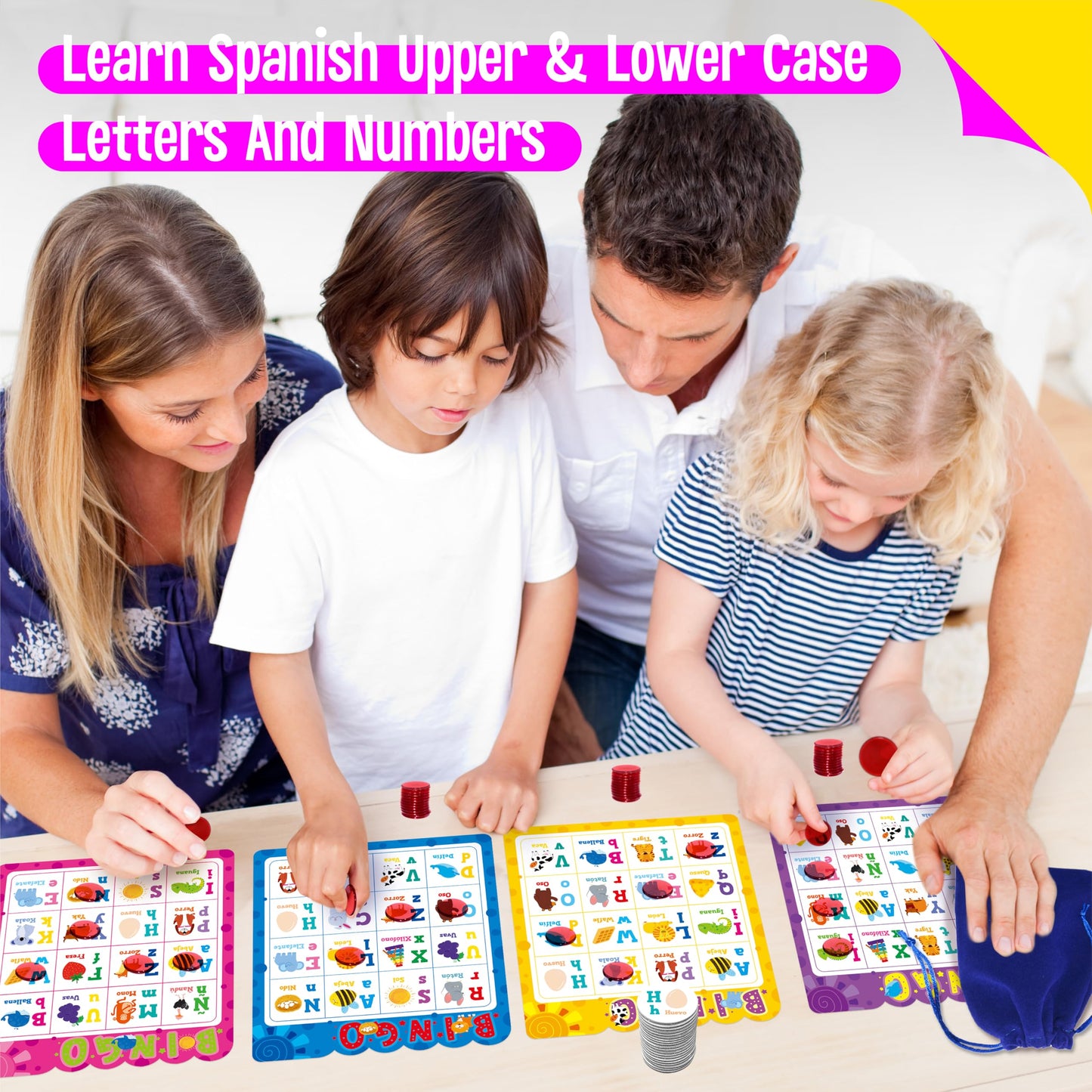 SpriteGru Spanish Bingo Game – 12 Boards, Letters, Numbers & Words (Ages 4+)